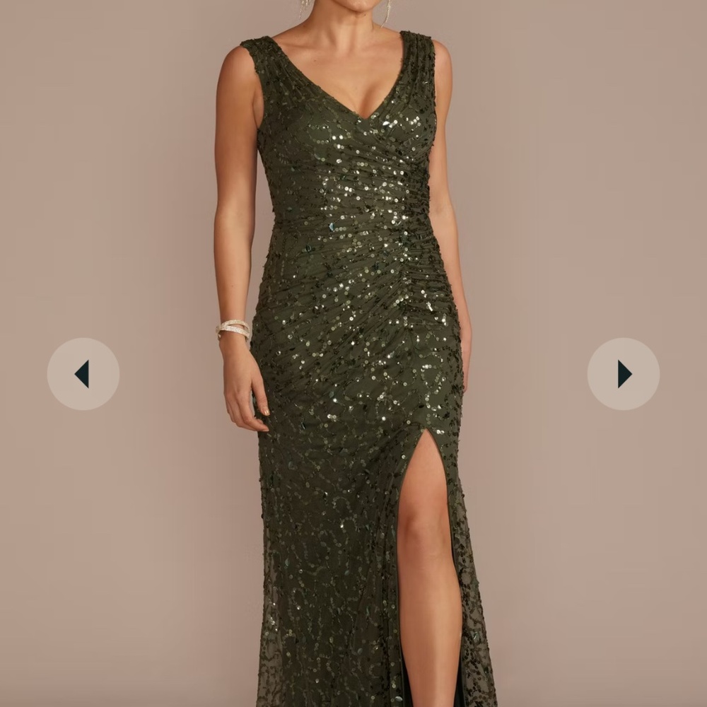 David’s Bridal Galina Signature V-neck Tank sheath dress with slit